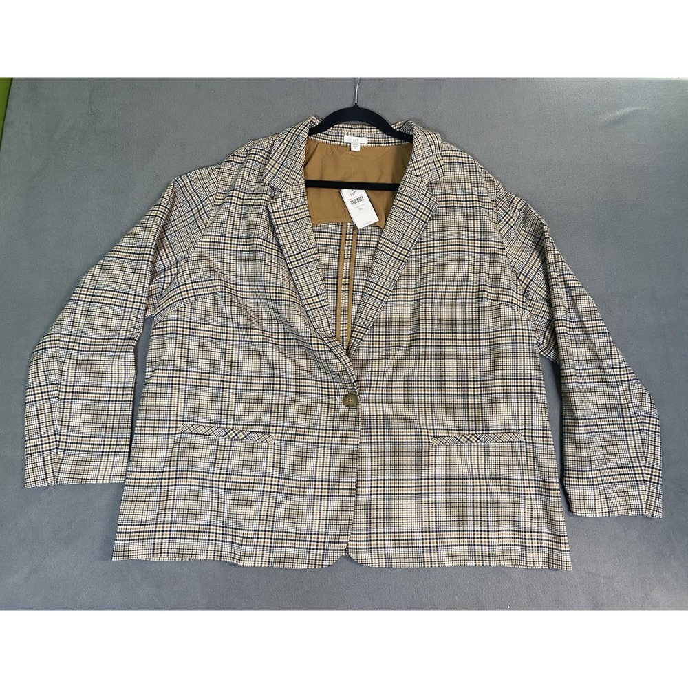 NWT J Jill Women's Blazer Suit Jacket Size XL Plaid "Tigers Eye" Business Casual